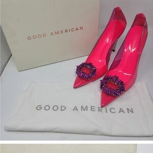 Good American Womens 10.5 Hot Pink Cinder F*cking Rella Heels Cinderella